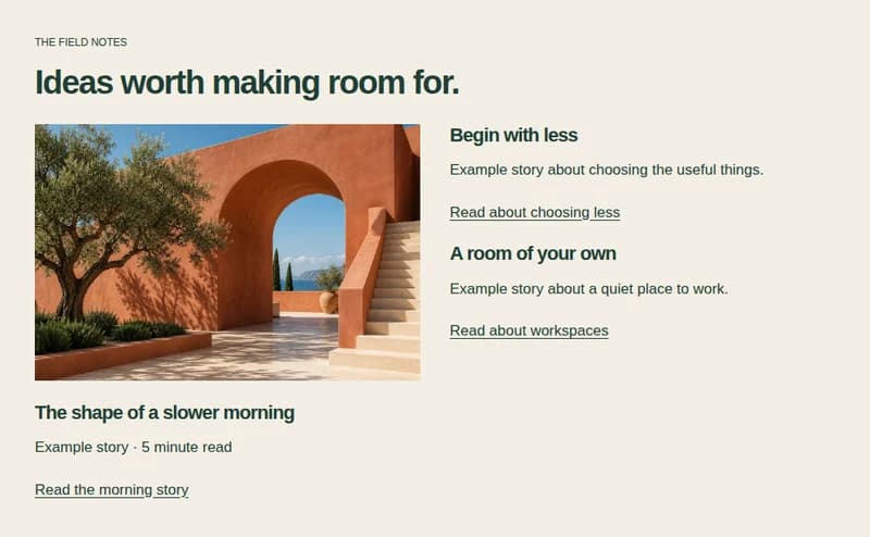 Preview of the featured articles block layout