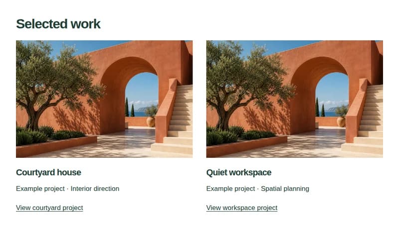 Preview of the portfolio grid block layout