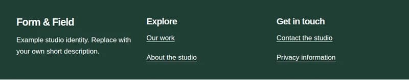 Preview of the resource footer block layout